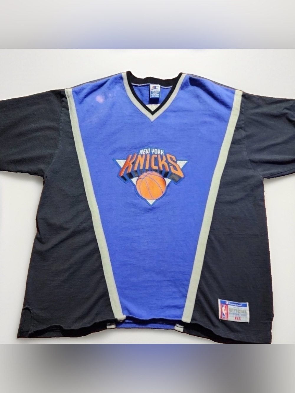 Champion New York Knicks Blue and Black Short Sleeve Tee